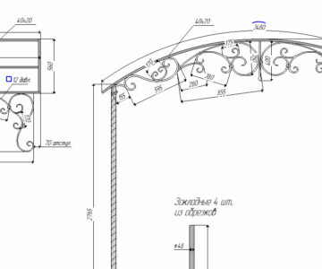 Чертеж Художественная ковка навесы (козырьки)