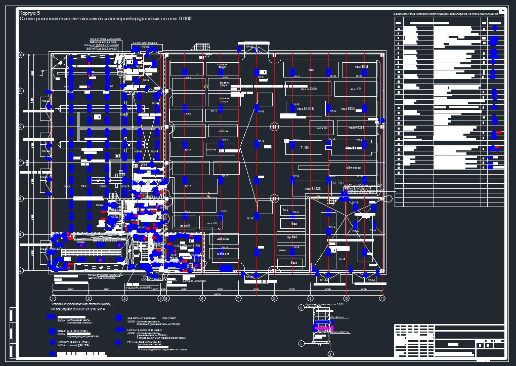 Чертеж Реконструкция осветительной сети производственного корпуса