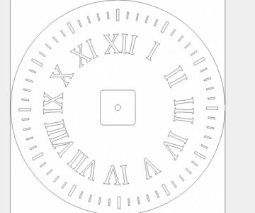Чертеж Модель часов с римскими цифрами