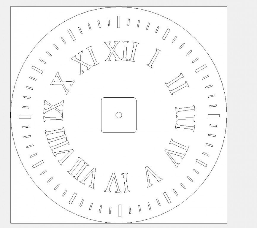 Чертеж Модель часов с римскими цифрами