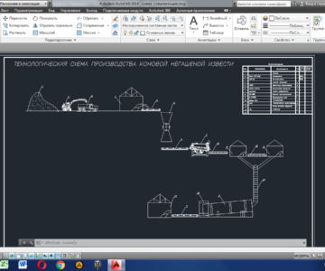 Чертеж Производство комовой негашеной извести с обжигом во вращающихся печах