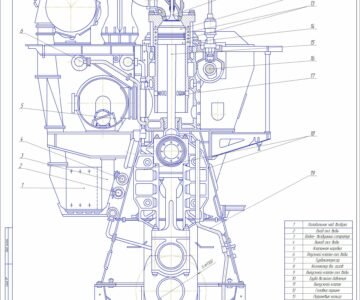 Чертеж Двигатель MAN 6L67GFCA