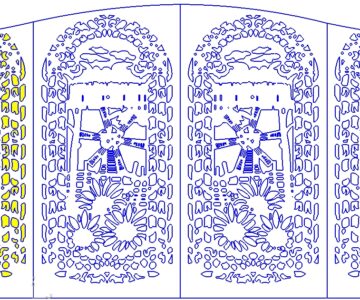 Чертеж Ворота - тематика подсолнечник и мельница.