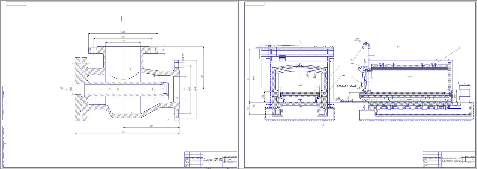 Чертеж Расчет термической печи для закалки стали