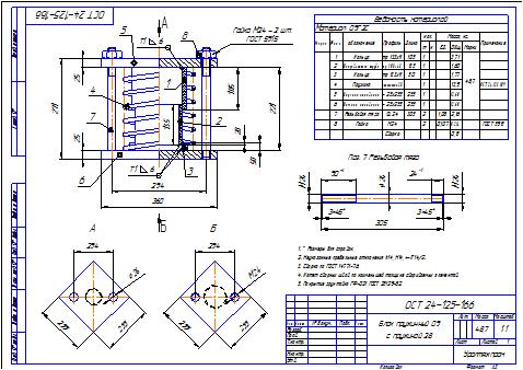 Чертеж Блок пружинный ОСТ 24.125-166