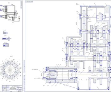 Чертеж Проектирование коробки переключения скоростей продольно-фрезерного станка механизмом переключения типа однорукояточный с предварительным набором и дополнительным дисковым переключением