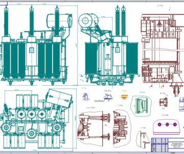 Чертеж Трансформатор ТД-63000/220-Т1 (общий вид)