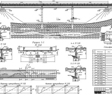 Чертеж Проектирование и расчёт элементов балочного ЖБ пролётного строения автодорожного моста