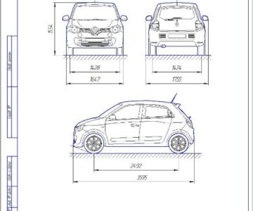 Чертеж Чертеж общий вид Renault Twingo III 2014 г.в.