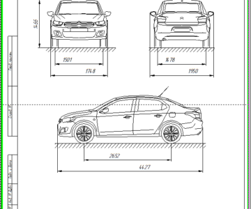 Чертеж Общий вид автомобиля Citroen C-Elysee II