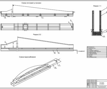 Чертеж Разработка тепловой установки при производстве двускатной балки, длинной 12 м