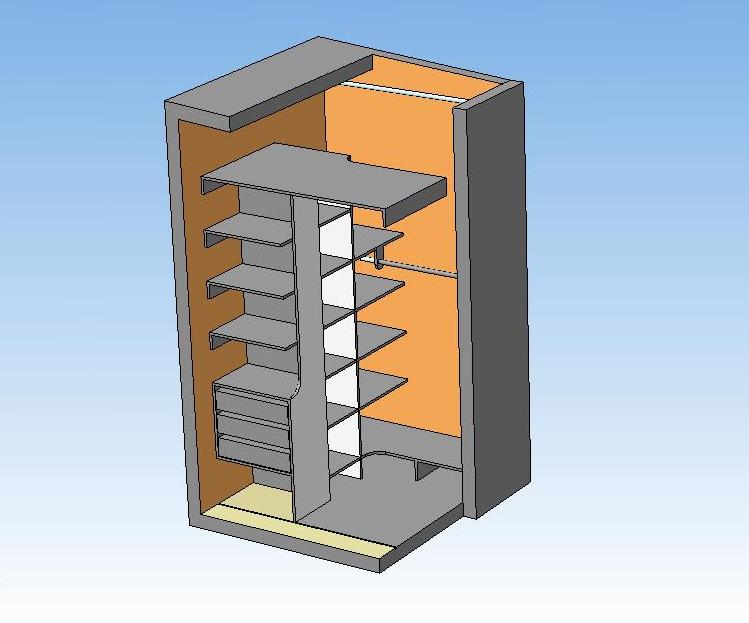 3D модель Шкаф-купе квадратный (вариант планировки на площади 1,4*1,4 м)