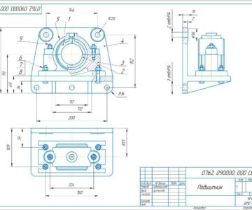 Чертеж Подшипниковая опора в сборе