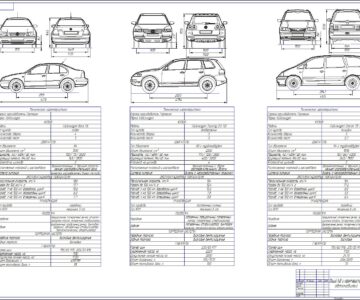 Чертеж Общий вид и характеристики автомобилей Volkswagen Bora, Volkswagen Touareg и Volkswagen Sharan