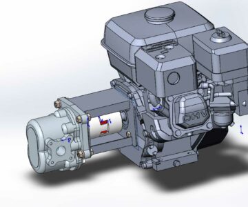 3D модель Насосный агрегат в составе двигатель Honda GX-160 и гидронасос НШ 32