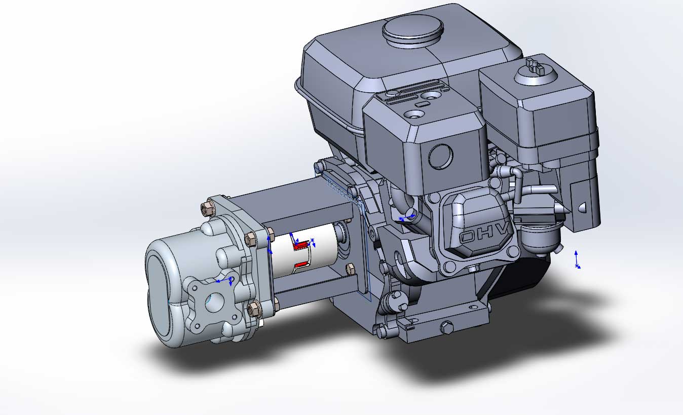 3D модель Насосный агрегат в составе двигатель Honda GX-160 и гидронасос НШ 32