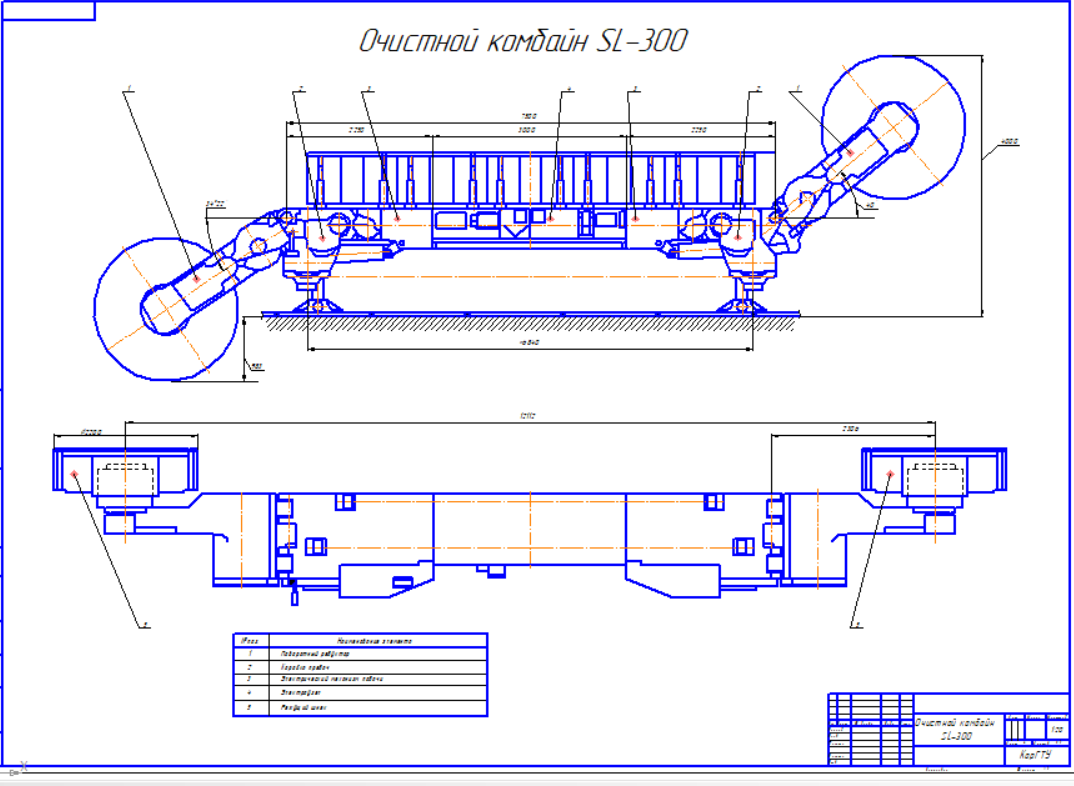 Чертеж Очистной комбайн СЛ-300