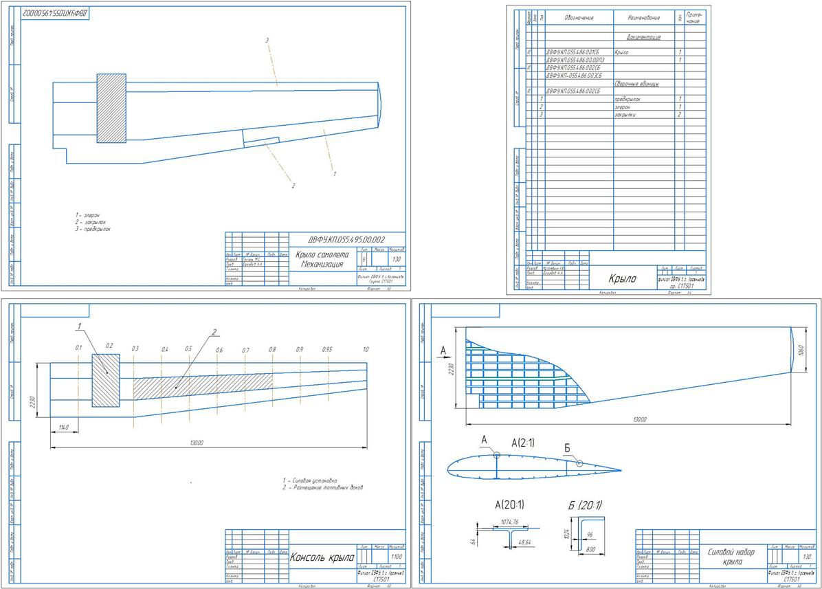 Чертеж Разработка конструкции крыла пассажирского самолёта и выполнение прочностного расчёта элементов крыла