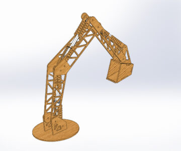 3D модель Игрушка ковш экскаватора из фанеры 5мм с гидравликой из шприцев