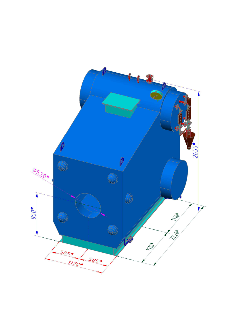 3D модель Котел Е-1,0-0,9 обший вид