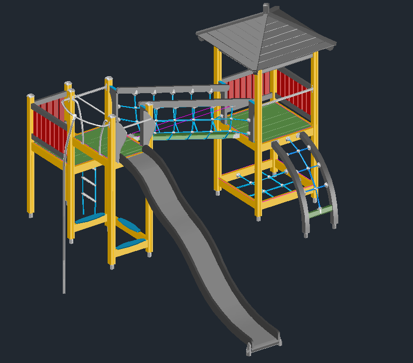 3D модель Детская площадка - башня и горка