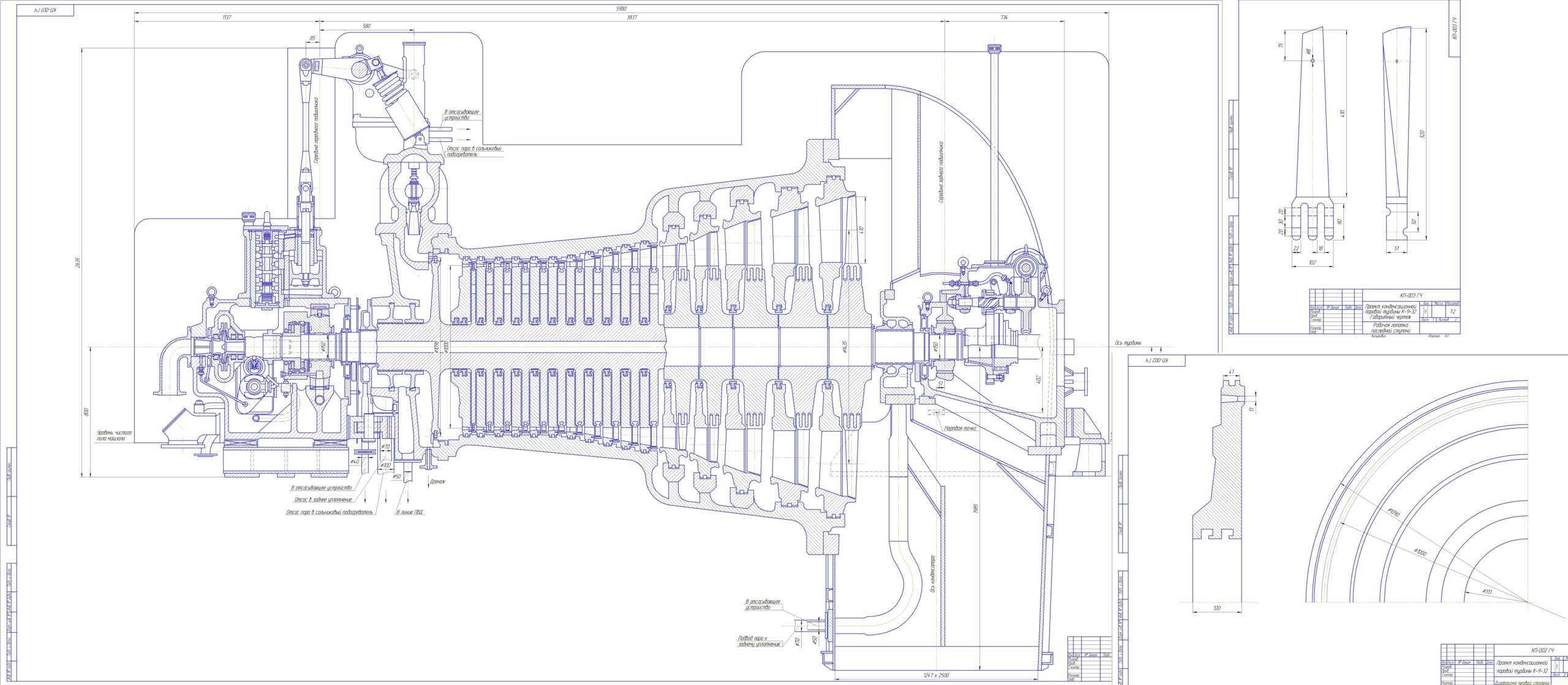 Чертеж Комплексный проект паровой турбины К-9-32