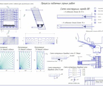 Чертеж Проект массового взрыва при применении этажно-камерной системы с отбойкой руды горизонтальными слоями
