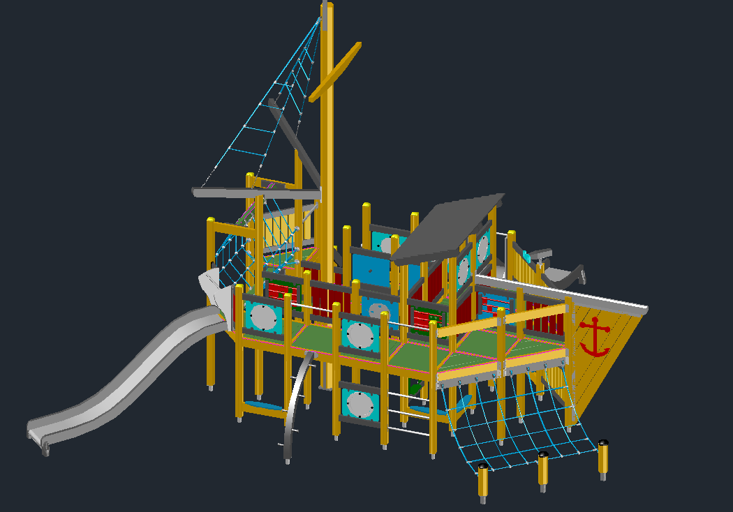 3D модель Детская площадка - корабль