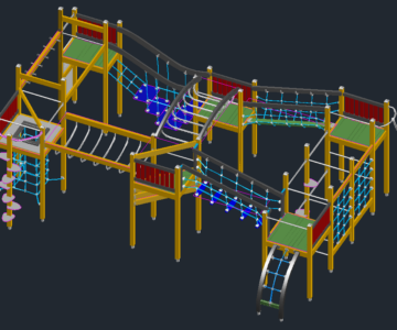 3D модель Детская площадка с башнями и канатными дорогами