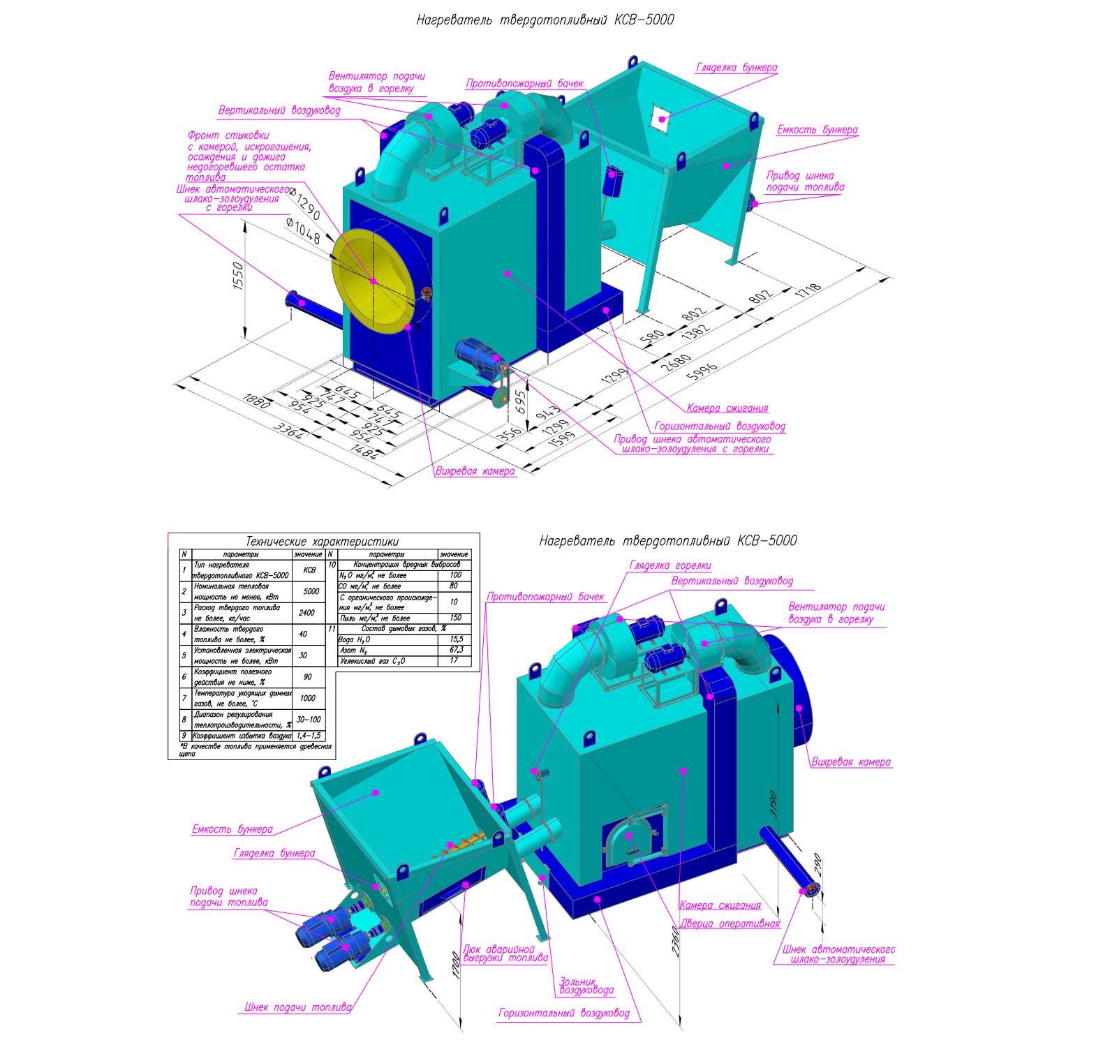 3D модель Модель горелки твердотопливной КСВ-5000 к котлу ДЕ – 6,5-14 (1,4).