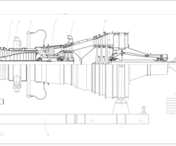 Чертеж Продольный разрез ГТУ-16П