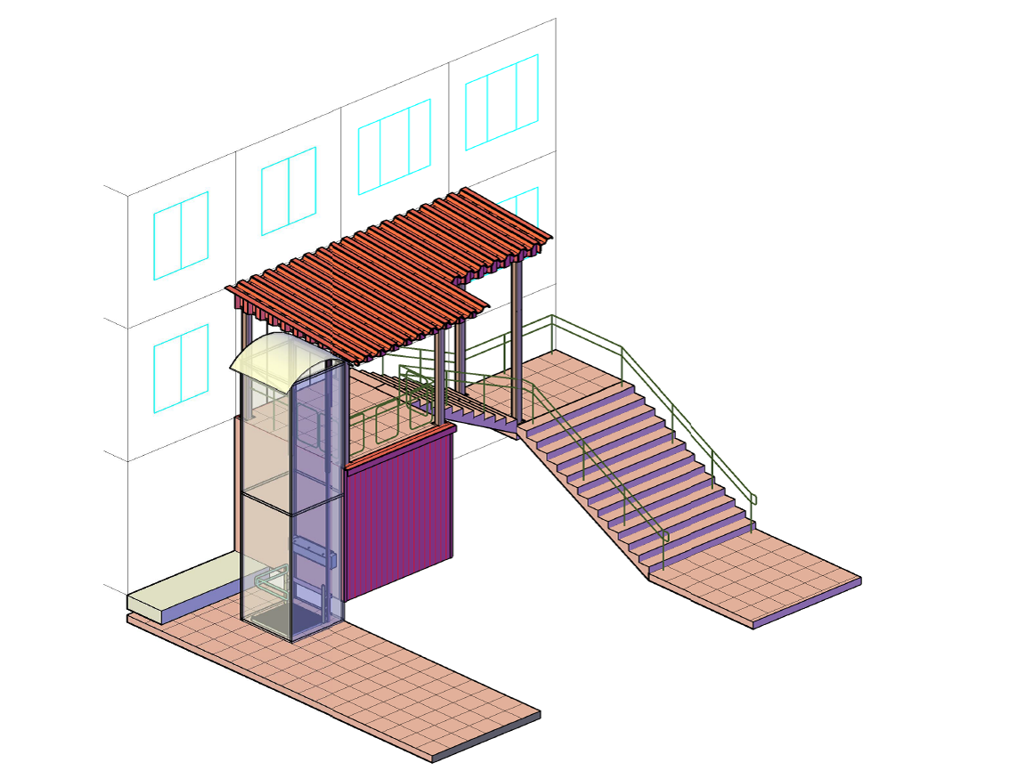 3D модель Оборудование крыльца подъемником шахтного типа для нужд МГН