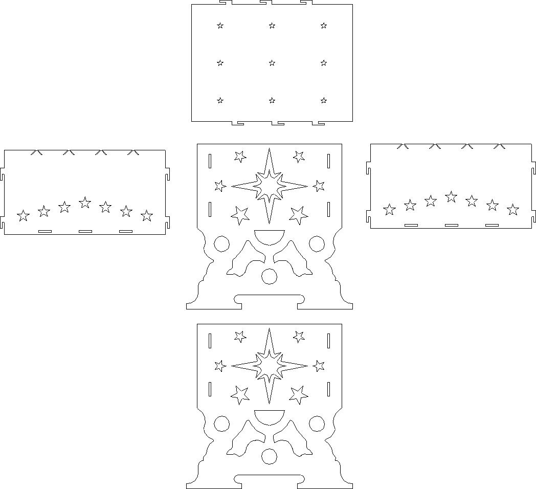3D модель Чертеж разборного мангала со звездами