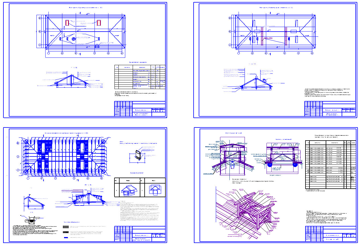 Чертеж Кровельные узлы, конструктивные эелементы ремонта вальмовой кровли