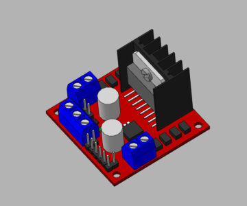 3D модель Плата L298N - драйвер шагового двигателя или 2 двигателей ДПТ