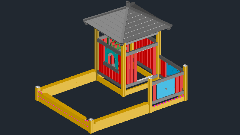 3D модель Песочница для детской площадки с дополнительными элементами