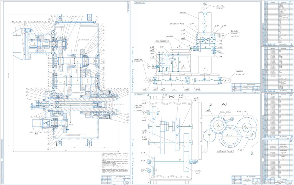 Чертеж Проектирование главного привода горизонтального многоцелевого станка с консольной шпиндельной бабкой