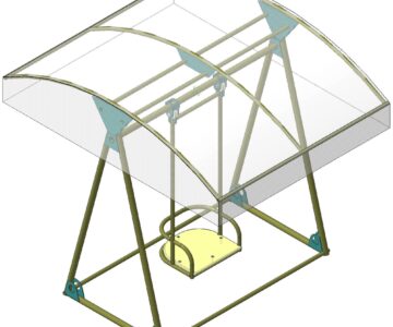 3D модель Качели стальные 1-местные с тентом