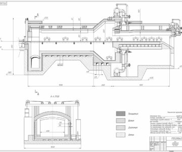 Чертеж Методическая толкательная печь