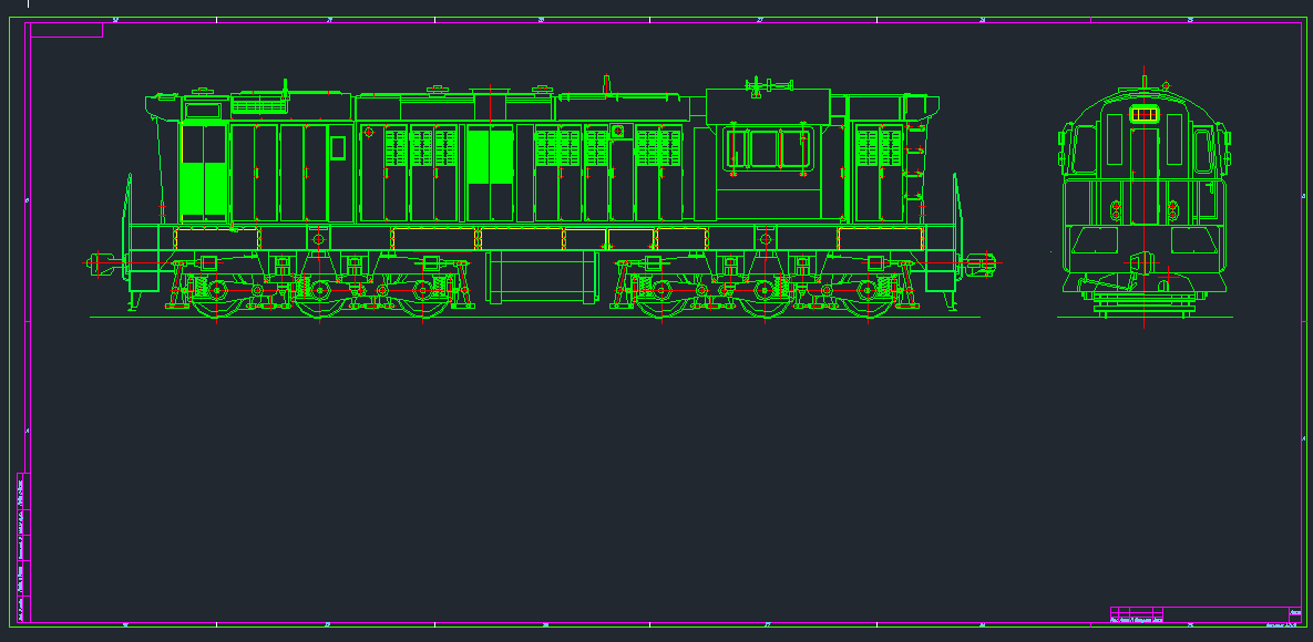 Чертеж Общий вид тепловоза ЧМЭ3
