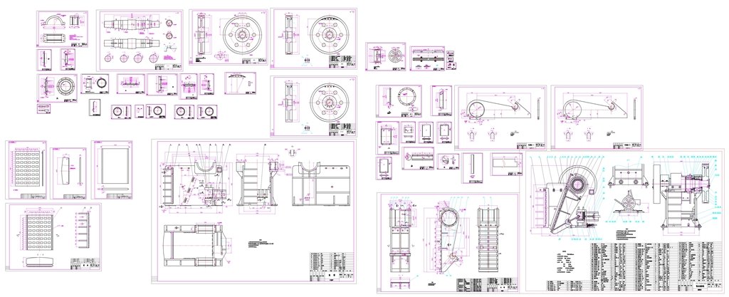 Чертеж Щековая дробилка PE750x1060