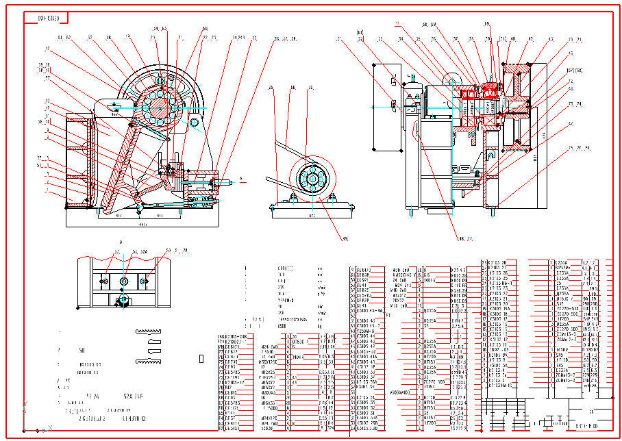 Чертеж Щековая дробилка PE-400x600