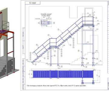 3D модель Лестница металлическая на 2 этаж