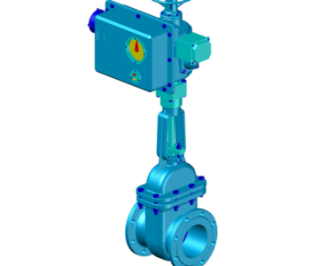 3D модель Задвижка 30с941нж Ду150 Ру16 ЭП в агрегате с электроприводом ГЗ-А 100(150)