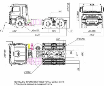 Чертеж Габаритный чертеж КАМАЗ 65116-А4