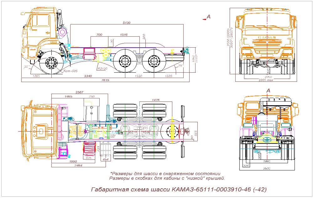 Чертеж Шасси КАМАЗ 65111-0003910