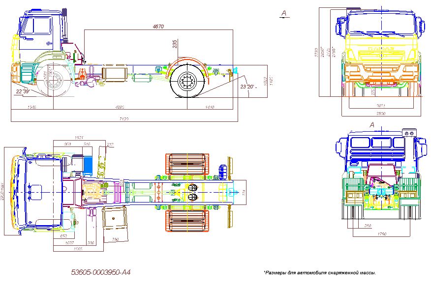 Чертеж Габаритный  чертеж КАМАЗ 53605-3950-А4ГЧ
