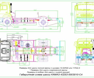 Чертеж Габаритный чертеж  КАМАЗ 43253 ГЧ