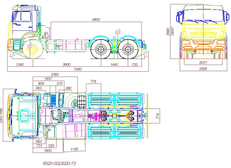 Чертеж Габаритный чертеж КАМАЗ 6520-0023020-73 ГЧ