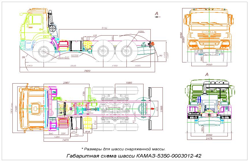 Чертеж Габаритный чертеж КАМАЗ 5350-3012-42 ГЧ